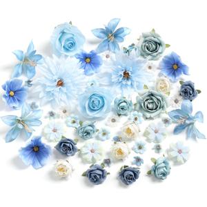 YYHUAWU Fake Flower Heads Mini Blue Artificial Flower Faux Dahlia Rose Flowers Multicolor Silk Daisy Flower Heads for Craft Garland Wedding Bridal Baby Shower Home Party Decoration DIY Cake Decor YYHUAWU Fake Flower Heads Mini Blue Artificial Flower Faux Dahlia Rose Flowers Multicolor Silk Daisy Flower Heads for Craft Garland Wedding Bridal Baby Shower Home Party Decoration DIY Cake Decor