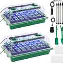 Seed Starter Tray with Timed Grow Light, 2 Pack 80 Cells Plant Starter Tray Seedling Starter Kit with Humidity Domes Base Indoor Mini Greenhouse Plant Germination Trays for Seeds Growing Starting