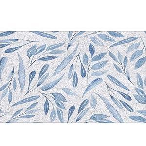 RYYCDOI Blue Leaf Door Mat, Botanical Doormat Outdoor Indoor Entrance Porch, Rustic Leafy Plant Outdoor Mat, Cottagecore Leaves Plants Welcome Mats for Front Door, 17x30 Inch