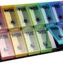 Extra Large Pill Organizer 2 Times a Day, FGcase Easy Fill AM PM Pill Box, Large Capacity Quick-Refill 7 Day Pill Cases for Pills/Vitamin/Fish Oil/Supplements Rainbow Black