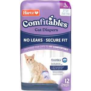 Hartz Comfitables Cat Diapers, Size L 12 Count, Comfortable & Secure Fit, Easy to Put On