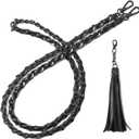 BEAULEGAN Purse Chain Strap - Microfiber Leather - Replacement for Crossbody Shoulder Bag - 51 Inch Long, Black/Gunmetal Black