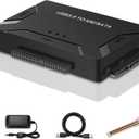 USB 3.0 to SATA IDE Adapter, Hard Drive Reader External Ultra Recovery Converter Compatible with 2.5" 3.5" HDD, SSD,5.25-inch DVD/CD-ROM Optical Drive Data Transfer with Power Supply (SATA/IDE to USB Adapter, Black)