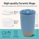 NOVA CERAMICS Travel Mug - Ceramic Coffee Mug With Lid Microwave & Dishwasher Safe Coffee White & Grey Tumbler - Fits In Cup Holder 12oz Coastal Drift