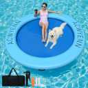 ACWYENN Inflatable Water Hammock Floats for Adults Round Floating Ring Hammock for Lake Pool Beach (8FT Blue)