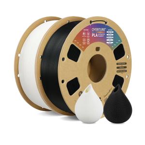 OVERTURE PLA Filament 1.75mm PLA 3D Printer Filament, 2kg Cardboard Spool (4.4lbs), Dimensional Accuracy +/- 0.03mm, Fit Most FDM Printer (Black & White)