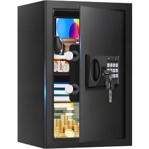3.3 Cuft Large Fireproof Safe for Home, Home Safety Box Fireproof Waterproof with Electronic Keypad and Spare Keys, Anti-theft Digital Security Safe for Money Firearm Medicine Valuables
