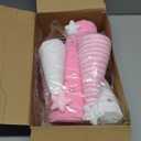 Daifunli 6 Pcs Christmas Table Decorations Mini Christmas Yarn Trees Pink and White Farmhouse Decor Tabletop Xmas Ornaments for Home Table Indoor Kitchen Room Holiday Tiered Tray