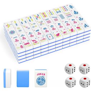1.2" American Mahjong Tile Set, 166 Tiles + 4 Dice, Mahjong Tiles Only | Scratch-resistant melamine design,Clear engraved symbols, Easy handling, Long-lasting durability, Ideal gift for players