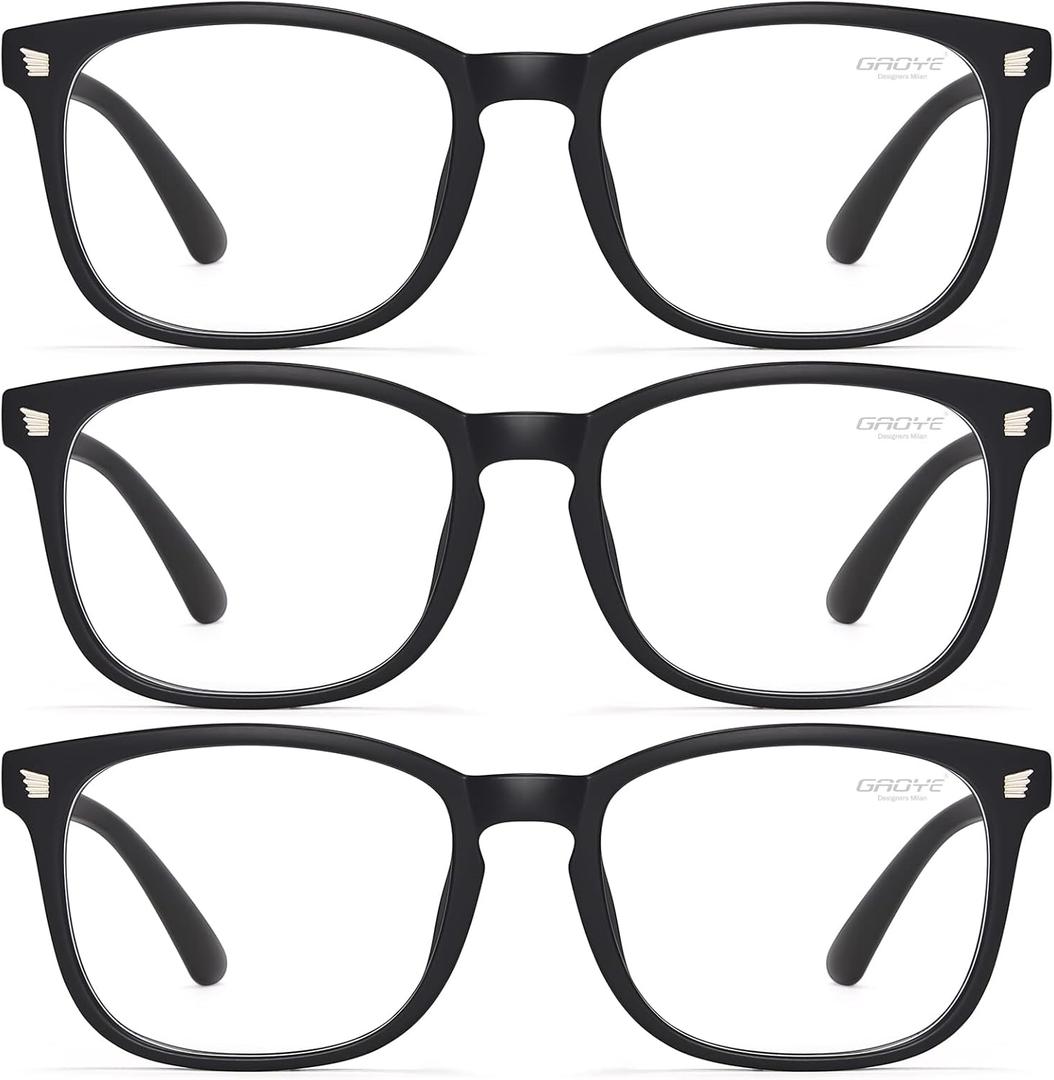 Gaoye Stylish Blue Light Glasses for Woman - Computer Glasses 99% Blue Light Blocking - Lightweight TR90 Frames - 3 pack (B4-matte Black*3)