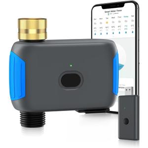 WiFi Sprinkler Timer, Smart Bluetooth Hose Timer, Programmable Automatic Irrigation System with Remote APP, Compatible with Alexa Google, Watering for Outdoor Garden Yard Lawn, 1 Outlet