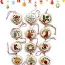 Christmas Embroidery Kit, Embroidery Christmas Ornament Kits,Hand Embroidery Christma Ornaments Kit, Hand Embroidery Ornament Kit for Beginners, Complete Needlepoint Starter Set (Colorful Set)