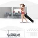 10x20 Pop Up Canopy with 0/4/6 Sidewalls, Beach Ten with One Push Setup, Heavy Duty Outdoor Instant Canopy Tent with Portable Roller Bag, Silver Coated Top, 3 Adjustable Height, Sandbags (White)