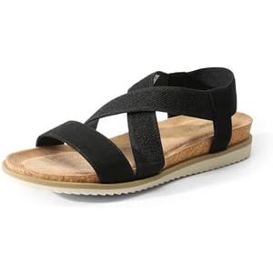 DREAM PAIRS Women's Comfortable Low Wedge Sandals, Open Toe Slip On Strappy Flat Sandals Light-weight Summer Shoes Size 9