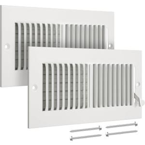 4x10 inch(Duct Opening) Air Vent Cover for Wall or Ceiling, High Airflow Adjustable 2-Way Ventilation Steel Register Cover, White, 2 Pack