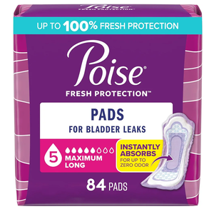 Poise Incontinence & Postpartum Pads for Bladder Leaks, 5 Drop Maximum Absorbency, Regular Length, 96 Count