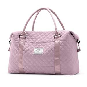 Travel Duffel Bag, Weekender Overnight Bags for Women, Carry On Personal Item Bag with Trolley Sleeve & Wet Pocket, Purple