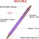4 x Sooez Luxury Ballpoint Pens 1.0mm, 4Pcs Stylish Ballpoint Pens Cute Fancy Pens Gifts,Teacher Deals, Stainless Steel Metal Pen Retractable,office Supplies, School Supplies, Classroom Prizes (Black)