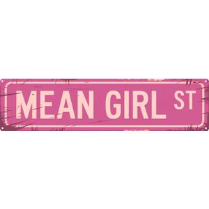 Mean Girl St Funny Rustic Pink Wall Metal Tin Signs Decor 4x16 in