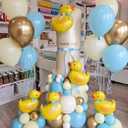 142pcs Duck Balloon Arch Garland Kit, 18/10/5 Inch Blue Yellow White Latex Balloons with Duck foil balloons for Baby Shower Party Decorations