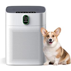 MORENTO Air Purifiers for Home Large Room up to 1076 Sq Ft with PM 2.5 Display Air Quality Sensor for Pet Hair, Double-Sided Air Inlet, 24db, White, 1 Pack + 2 Pack Filters