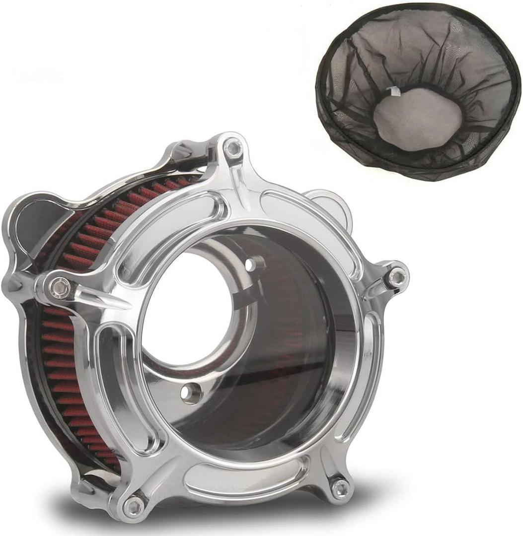 FOR HARLEY-DAVIDSON AIR CLEANER FILTER, SPORTSTER, TOURING, STREET GLIDE, ROAD KING, ELECTRA GLIDE, DYNA, SOFTAIL MOTORCYCLE AIR INTAKE (CHROMED, RED FILTER, C-FOR TOURING 2008–2016).