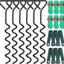 Sintuff 6 Set Tree Stakes and Supports Kit for Anti Hurricane Leaning Trees Straightening Heavy Duty 15. 75" Spiral Tree Stake with 13. 12 ft Ropes and 15. 75'' Support Straps (Green)