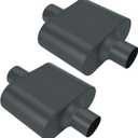 Pair of Single Chamber Performance Race Muffler 2.5" Center/Center Universal Muffler (2.5 Inch)