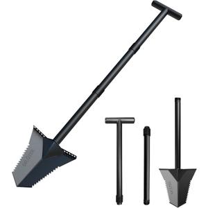 Spade Shovel, Heavy Duty Digging Tool T Handle, Serrated Blade, Root Cutter with Long Short Handle, Garden Spade for Metal Detecting, Transplanting, Trenching, 31 & 45 Inches, 4.5 Pounds