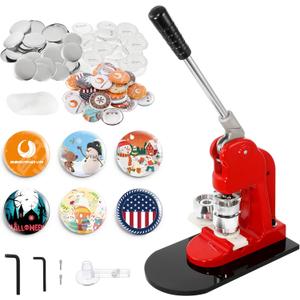 BEAMNOVA Button Maker Machine DIY Round Pin Maker Kit, 32mm / 1.26 in (About 1-1/4 Inch) Badge Press Machine with 1000 Button Blanks Parts Supplies