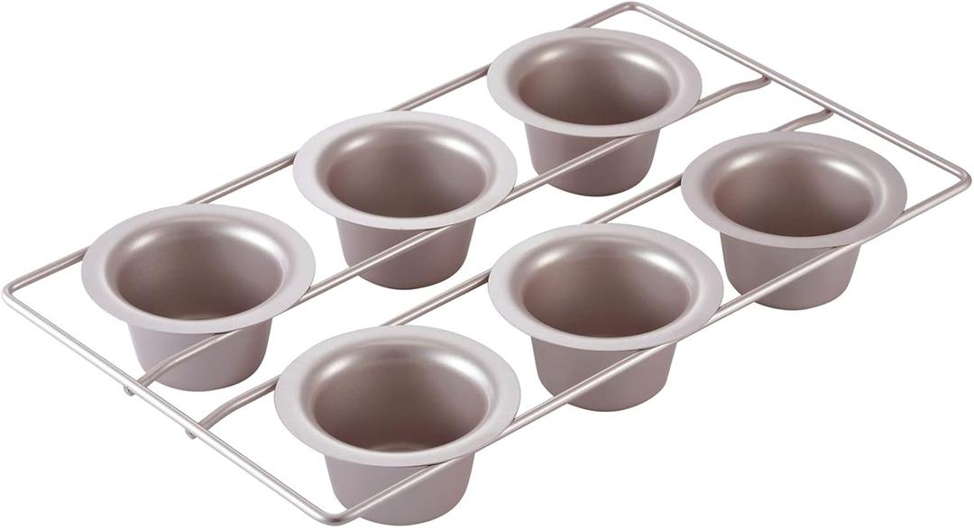 CHEFMADE Popover Cake Pan, 6-Cavity Non-Stick Yorkshire Muffin Cupcake Pan Bakeware for Oven Baking (Champagne Gold) CHEFMADE Popover Cake Pan, 6-Cavity Non-Stick Yorkshire Muffin Cupcake Pan Bakeware for Oven Baking (Champagne Gold)