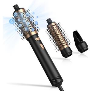 Rotating Hair Dryer Brush,3-in-1 Blow Dryer Brush,3 Heats and 2 Speeds Rotating Hair Dryer Spinning for Curl,Straight,Hair Dryer Brush with Detachable Brush(2" & 1.5"),