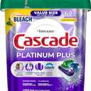 Cascade Platinum Plus Dishwasher Pods, Dish Detergent Soap, Clean Scent, 62 Count