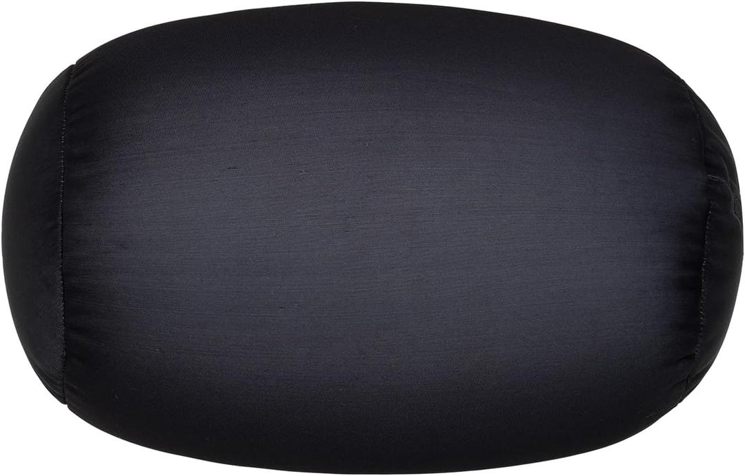 Squishy Microbead Neck Pillow, 7Inch x 12Inch Soft Travel Body Bed Pillow Bean Pillow for Kids Adult Chair Sleeping Car Seat, Fun Dormroom (Black)