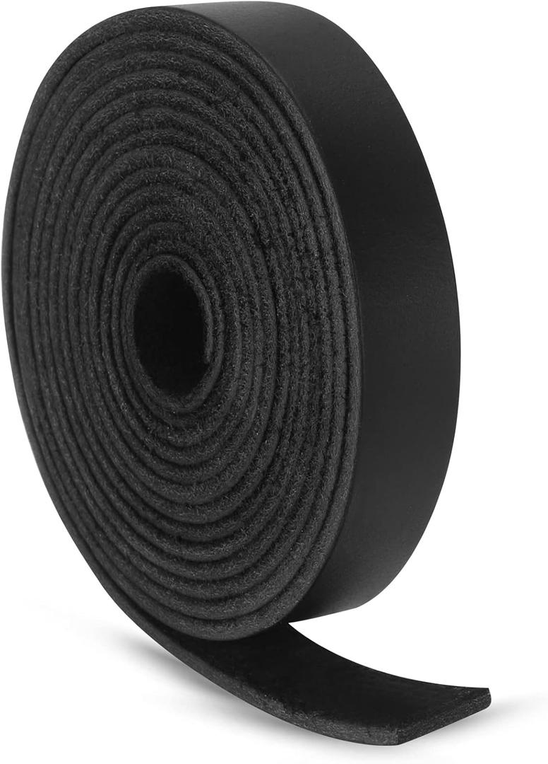 Ringsun 1/2 Inch Wide Flat Leather Straps for Crafts, Full Grain Leather Strips Cord String for Crafts, Tooling (2mm Thick 72.5 Inches Long Black)