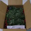 Joiedomi 9Ft Christmas Garland Prelit with Lights, 100 Warm White LED, 27 Pine Cones, 27 Red Berries for Home & Office Christmas Indoor and Outdoor Decorations (Battery Powered, not Included)