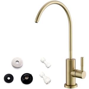 Drinking Water Faucet for Kitchen Sink, Gold Kitchen Water Filter Faucet Stainless Steel for Reverse Osmosis or Water Filtration System Beverage Non-Air Gap RO Faucet Gold Finish