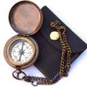 Handmade Nautical Brass Push Open Compass On Chain with Leather Case, Pocket Compass, Gift Compass Rustic Vintage Home Decor Gifts