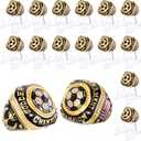 Misdary Soccer Baseball Basketball Championship Rings with Holder Most Valuable Player Trophy Gold Ring Award Gift Team Prize for Football Tournament Winner (16 Pcs)