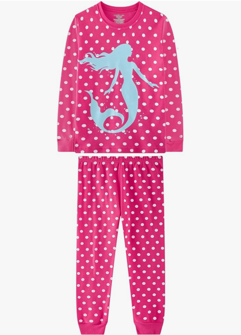 Dolphin&Fish Girls Cotton Pajamas Toddler 2 Pieces Pjs Kids Sleepwear Clothes Long sleeve Sets 10 Y