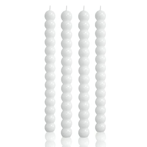 MAITREYA White Taper Candles Conical Stick Candles Spiral Taper Candles-Set of 4 for Decoration Weddings Party Church-Unscented Dripless Candle,10inch(D-White)