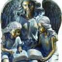 Roman - Angel with Two Children Statue, 15.5" H, Garden Collection, Resin and Stone, Decorative, Gift, Home Outdoor and Indoor Decor, Durable, Long Lasting (Bronze Tonw)