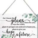 3 x Bible Verse Printed Wood Plaque Sign Wall Hanging, Home Wall Decor For I Know the Plans I Have For You Scripture Rustic Hanging Wall Plaque Wood Signs, Jeremiah 29:11 Christian Sign