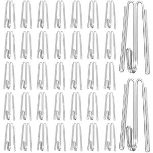 60 pcs Curtain Pleat Hooks, W Shape Pinch Pleat Hooks Clips, Stainless Curtain Drapery Hooks Pins