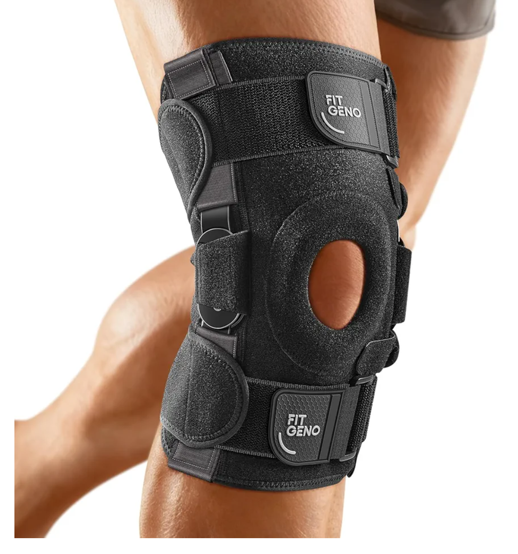 Fit Geno Hinged Knee Brace for Meniscus Tear: Adjustable Knee Support for Knee Pain w/Side Stabilizers & Hinges for Injury or Surgery Recovery - Men and Women