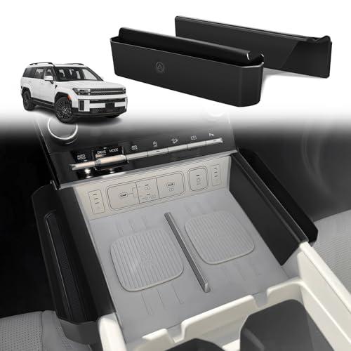 Muslogy Console Organizer Compatible with 2024 2025 2026 Hyundai Santa Fe Accessories Middle Console Storage Box Left & Right Set Interior Phone Pocket with Anti-Slip Mats
