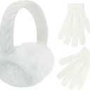 POXIMI Baby Warm Earmuffs Kid Magic Gloves Girl Soft Plush Ear Muffs Toddler Knit Mittens for Boy Winter Ear Warmer Set
