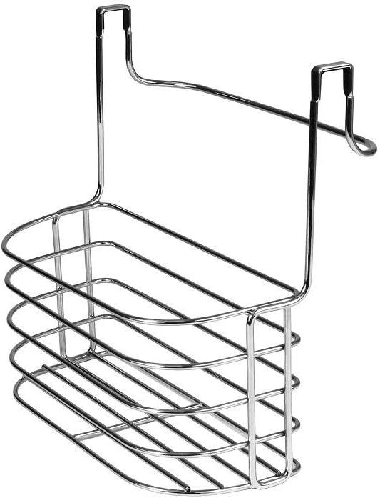 Spectrum Duo Over Cabinet Towel Holder and Cabinet Basket Medium for Kitchen Towel Under Sink Storage, Durable Steel Over the Cabinet Door Towel Bar Organizer with No Drill Installation, Chrome