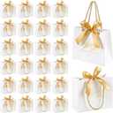 INTERWARM 80Pcs Wedding Gift Bags Bulk, 5.5x2.4x4.7 Inches Thank You Paper Bags with Handle Ribbon Bow Tags White Gift Pouch Bulk for Valentine's Day Wedding Bridesmaid Graduation Birthday Party Favor