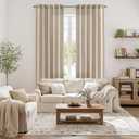 MIULEE Faux Linen Curtains 84 Inch Length 2 Panels Natural Burlywood Birch Semi Sheer Curtain with Back Tab Rod Pocket, Light Filtering Window Privacy Burlap Drapes for Living Room Bedroom 42W x 84L